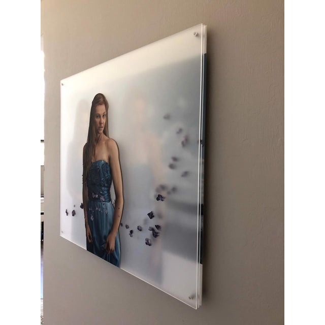Preoccupation by Beth Sistrunk | Oil on three translucent acrylic panels featuring a woman in a blue dress. For Sale In Denver - Image 6 of 8