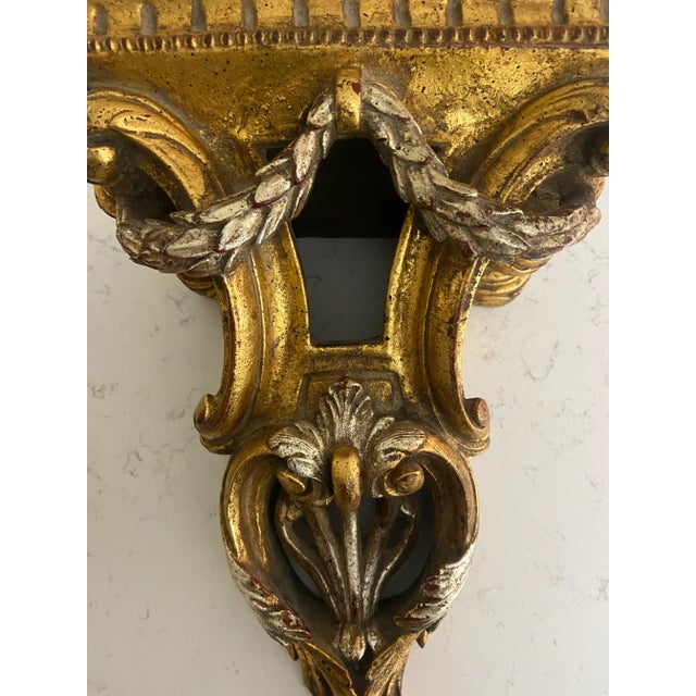 Pair of Mid 20th Century Ornate Heavy Plaster Wall Brackets / Sconces / Shelves With Gold and Silver Gilding For Sale - Image 10 of 12