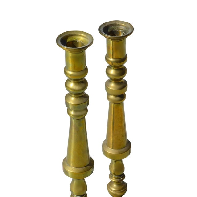 Late 20th Century Late 20th Century Brass Candle Holders- Set of 2 For Sale - Image 5 of 9