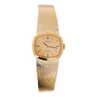 Vintage Rolex Precision 22m 18k Gold Champagne Dial Manual Wind Watch For Sale