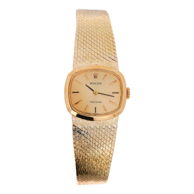 Vintage Rolex Precision 22m 18k Gold Champagne Dial Manual Wind Watch For Sale