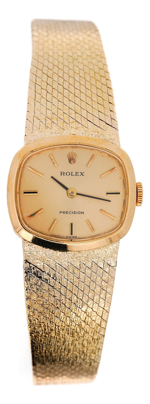 Vintage Rolex Precision 22m 18k Gold Champagne Dial Manual Wind Watch