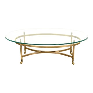 LaBarge Hollywood Regency Brass and Glass Cocktail Table, Circa 1960s For Sale