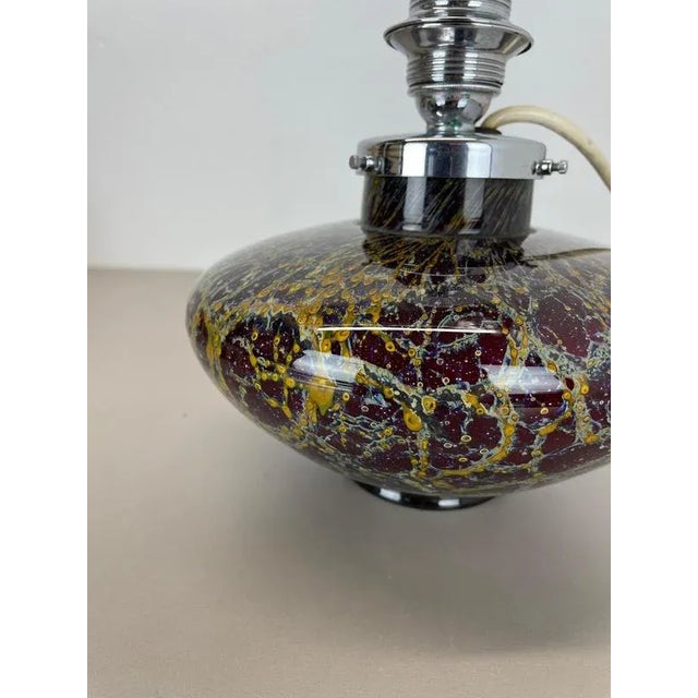 Metal Art Deco Ikora Table Lamp in Glass by Karl Wiedmann for WMF, Germany 1950s For Sale - Image 7 of 18