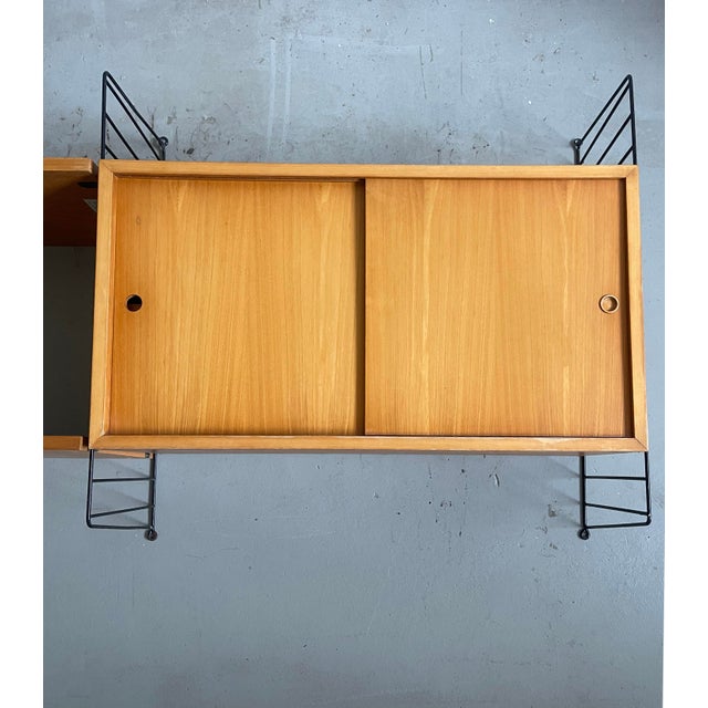 1960s Mid-Century String Shelf and Cupboard in Gold Ash by Nisse and Kajsa Strinning, Sweden, 1960s For Sale - Image 5 of 18