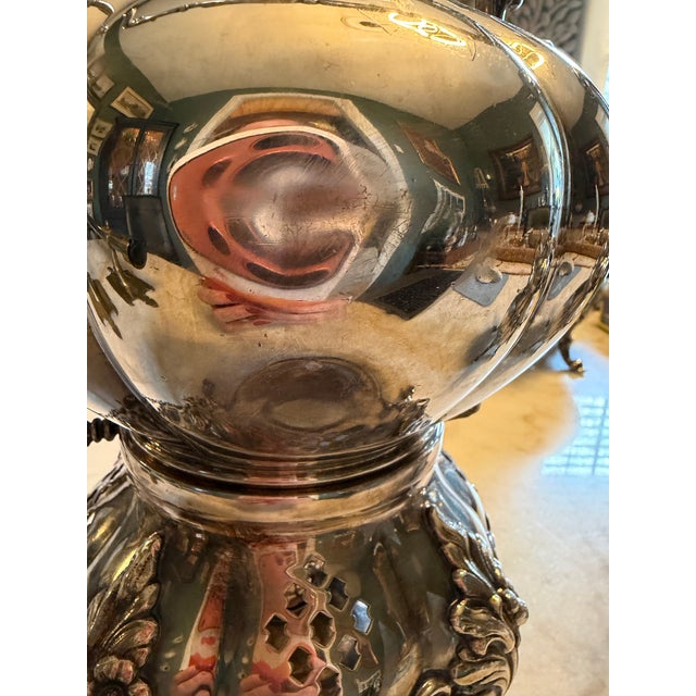 1950s Victorian Reed & Barton Winthrop Silverplate Tea and Coffee Set With Kettle on Stand, Pumpkin Finials, 4 Pieces For Sale - Image 18 of 18