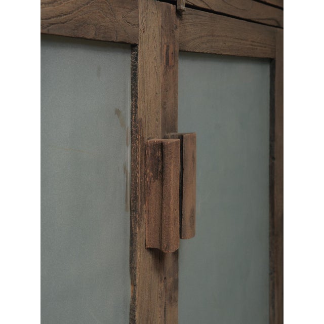 Late 20th Century Rustic Wooden Marble Top Sideboard With Drawers & Frosted Panels For Sale - Image 5 of 7