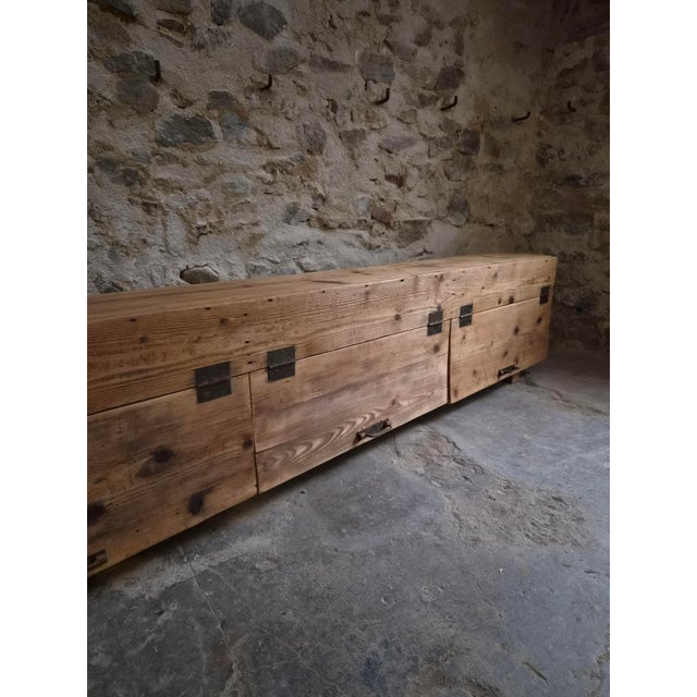 Antique French Industrial Pine Storage Bench, 1890s For Sale - Image 12 of 18
