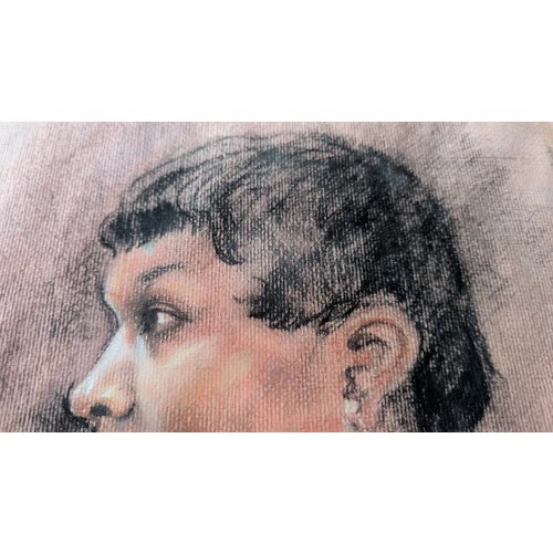 Late 20th Century Vintage Sketched Portrait Framed by Plohn & Co. New York 15"x19" For Sale - Image 5 of 13