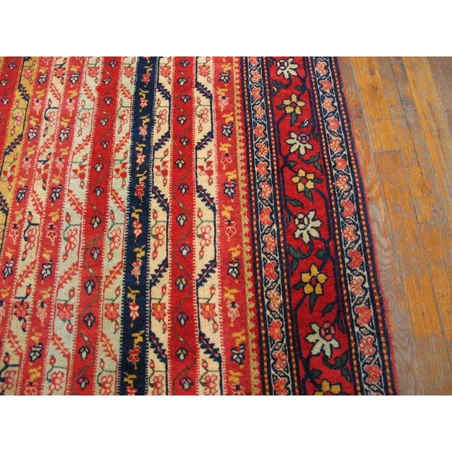 Late 19th Century 1880s Multicolor Stripe Antique W. Persian Bijar Rug 5'10" X 13' Handknotted Wool Carpet For Sale - Image 5 of 6