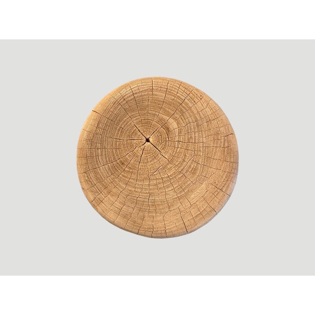 Andrianna Shamaris Bleached Teak Wood Side Table or Stool For Sale - Image 14 of 18