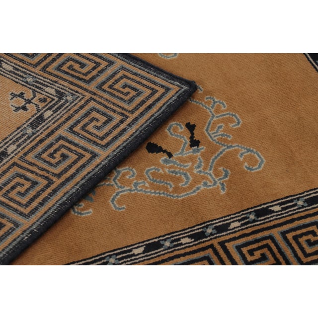Beige Rug & Kilim’s Chinese Art Deco Inspired Runner Rug, Brown With Greek Key Border For Sale - Image 8 of 8