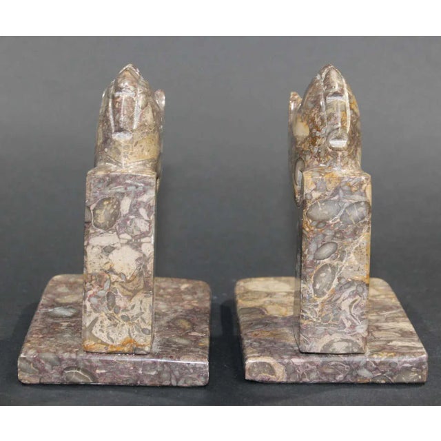 Art Deco Brown Onyx Horse Head Bookends - A Pair For Sale - Image 11 of 13