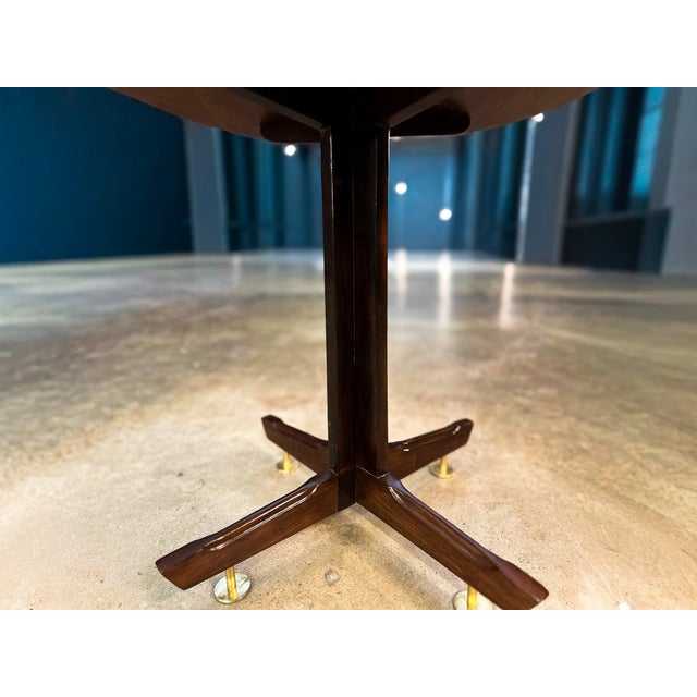 Mid-Century Modern Round Side Table in Brazilian Rosewood With Brass Feet, Brazil, 1950s For Sale - Image 3 of 13