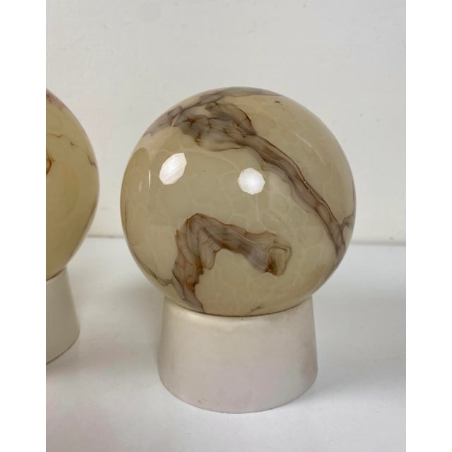 Art Deco Ceiling Lamps in Marbled Glass from Thabur, 1920s, Set of 3 For Sale - Image 8 of 16