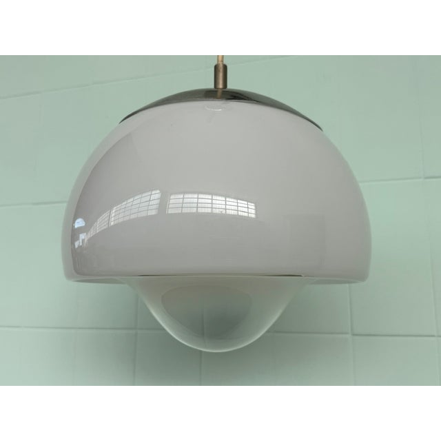 Italian Space Age Glass and Steel Pendant Lamp, 1960s For Sale - Image 15 of 16
