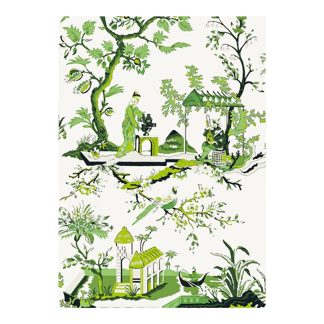 Sample - The House of Scalamandré Ch'In Ling Wallcovering, Jade For Sale