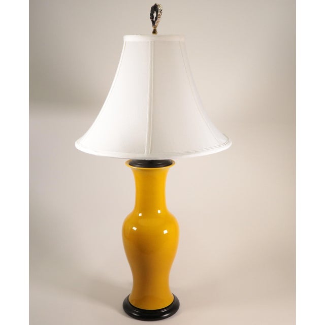 Japanese Japanese Yellow Glazed Pottery Table Lamp For Sale - Image 3 of 7