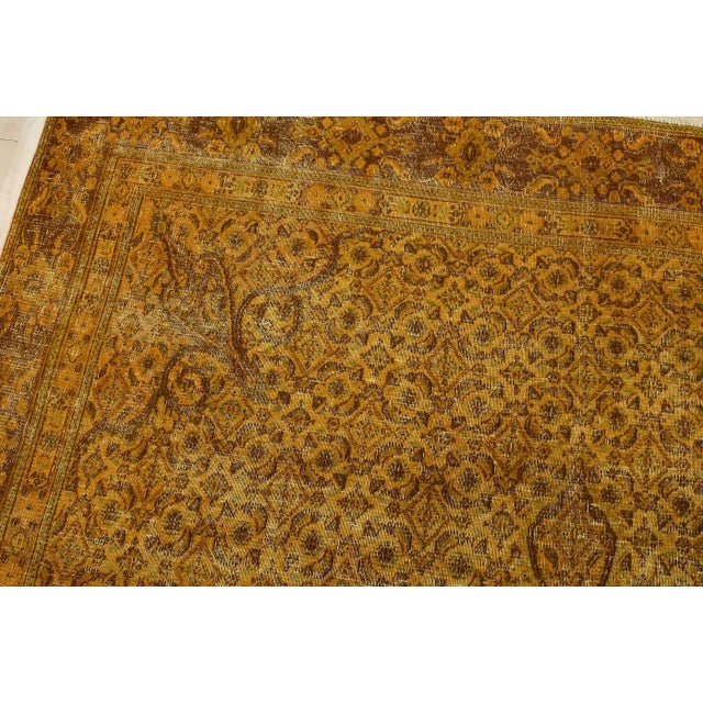 Textile Mood Rug 7’8” X 10’4” Gold Wool Vintage Overdyed Hand-Knotted Carpet For Sale - Image 7 of 14