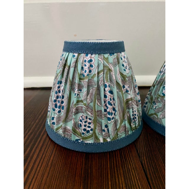 Custom Shirred Block Print Sconce Shades, Pair For Sale - Image 4 of 6