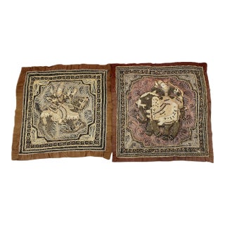Pair of Vintage Indian Zardozi Panels Horseman and Elephant Rider 18 For Sale