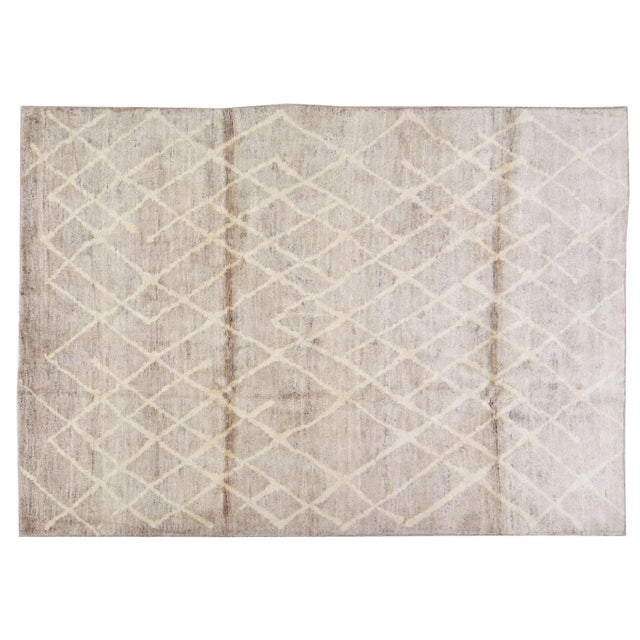 2010s Moroccan Hand Knotted Rug With Soft Texture,5'8"x9' For Sale - Image 5 of 5