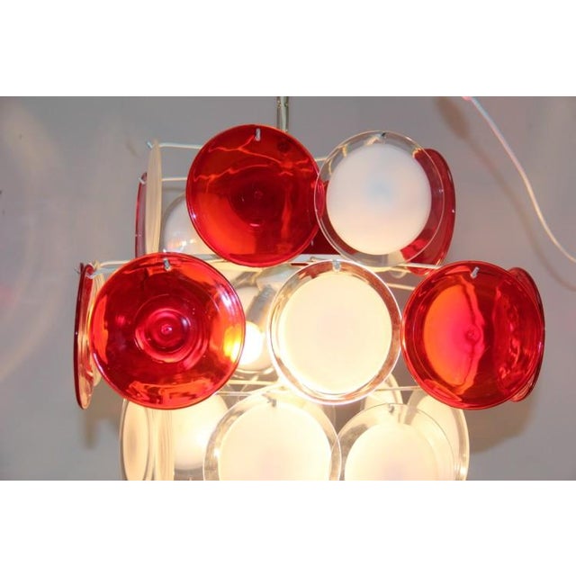 Mid 20th Century Red & White Chandelier from Vistosi, 1960 For Sale - Image 5 of 10