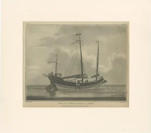 View of Chinese Junk Antique Maritime Engraving, 1802, Paper