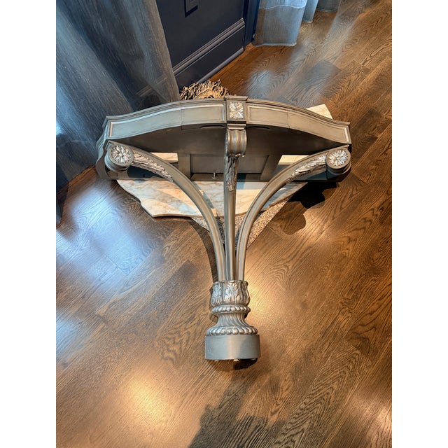 English Hollywood Regency Demilune Marble Top Console For Sale - Image 4 of 11