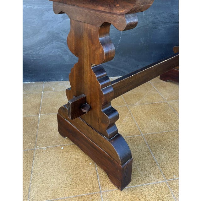 1940s Spanish Rustic Trestle Console Table, 1940s For Sale - Image 5 of 10