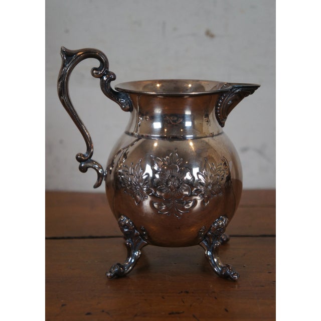 Silver Vintage Sheridan Silver Plate Hand Chased Floral Tea Coffee Pitcher Set- 4 Pieces For Sale - Image 8 of 13