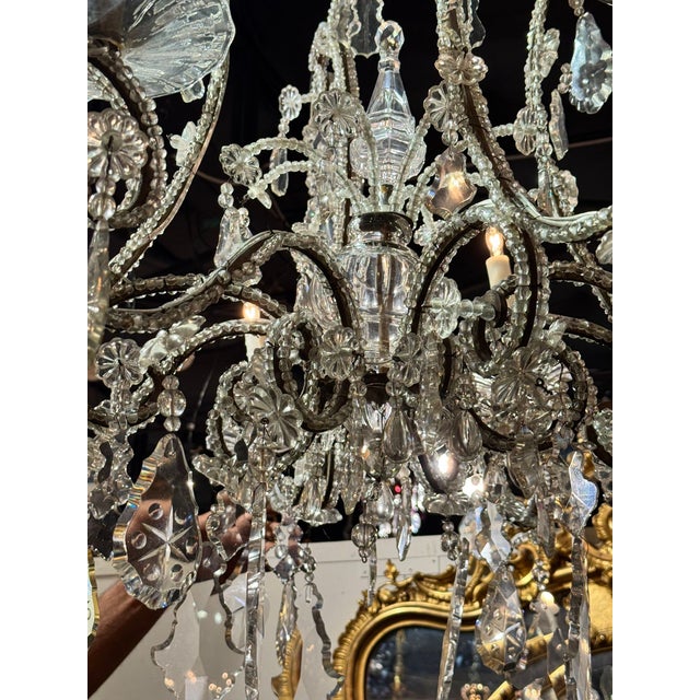 Metal Large Italian Beaded Crystal Chandelier For Sale - Image 7 of 10