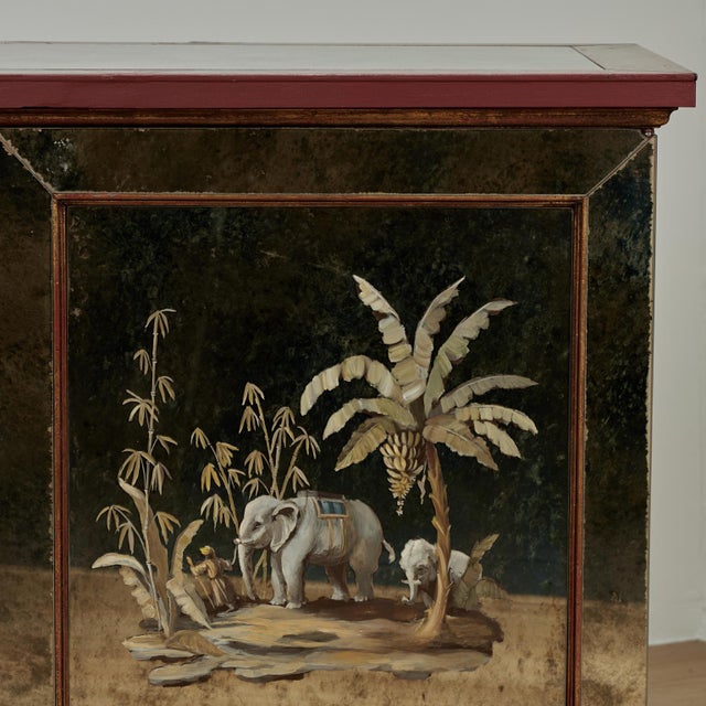 Pair of Antique Italian Eglomise Mirrored Cabinets With Elephants and Palm Trees For Sale - Image 17 of 18