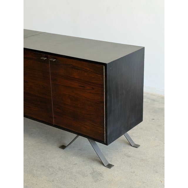 1970s 1970s Leather Wrapped Rosewood Credenza For Sale - Image 5 of 18