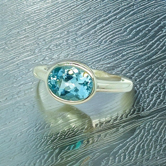 Natural Aquamarine Ring 6.5 14k W Gold 1.64 TCW Certified For Sale - Image 14 of 14
