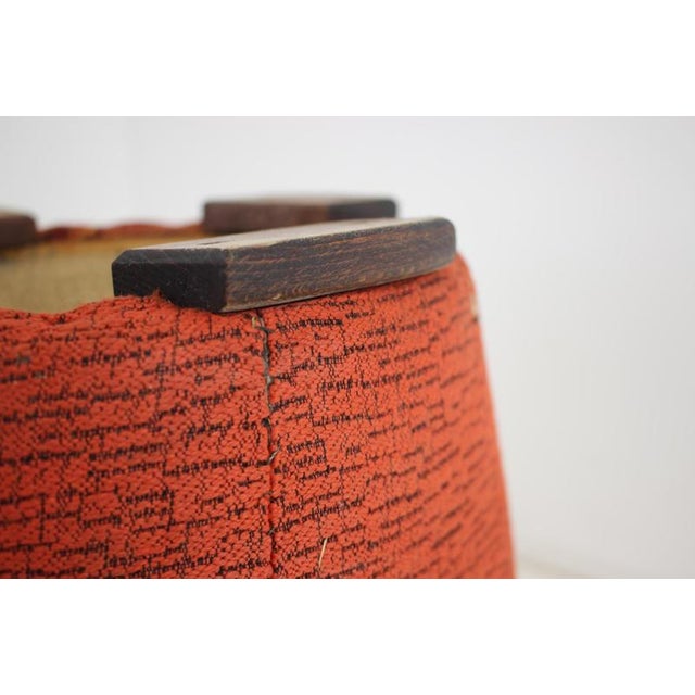 Red Art Deco Stool attributed to Jindřich Halabala, 1940s For Sale - Image 8 of 9