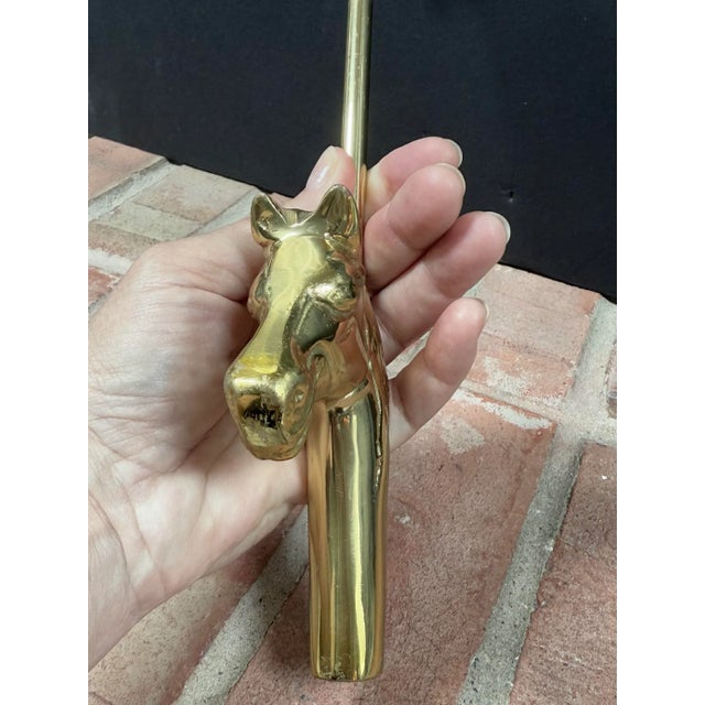 1980s Vintage Brass Horse Head Fireplace Chimney Flue Damper Hook For Sale In Chicago - Image 6 of 6