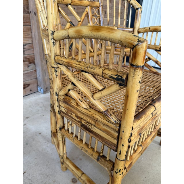 Vintage Refinished Organic Modern Brighton Pavilion Style Rattan Cane Side Chair For Sale - Image 9 of 12