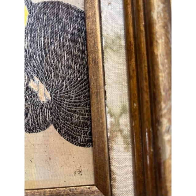 Utamaro Antique Farmed Kimono Fabric “ Woman Powdering Her Neck” - Framed For Sale - Image 4 of 7