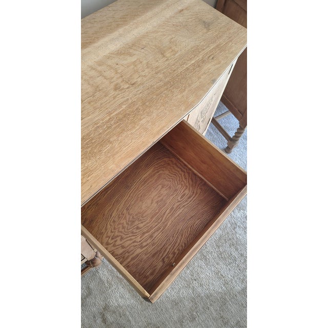 1940s 1940s Natural Tiger Oak Sideboard With Carved Detailing For Sale - Image 5 of 11