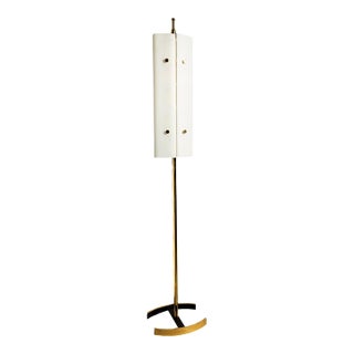 Angelo Lelii Opaline Glass Floor Lamp, Italy 1950 For Sale