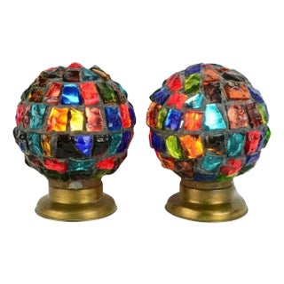 Peter Marsh for Nader Multicolor Chunk Glass Globe Lights - A pair For Sale