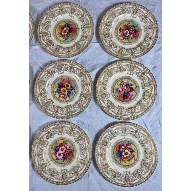 Gold 12 Antique Royal Worcester Hand-Painted & Signed Cabinet Plates For Sale - Image 8 of 12