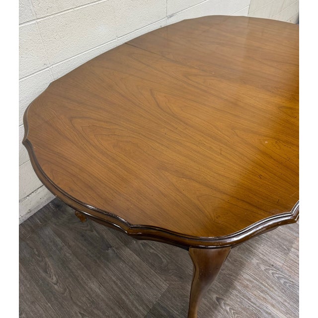 Wood Vintage French Provincial Style Dining Table With Extension Two Leaves For Sale - Image 7 of 16