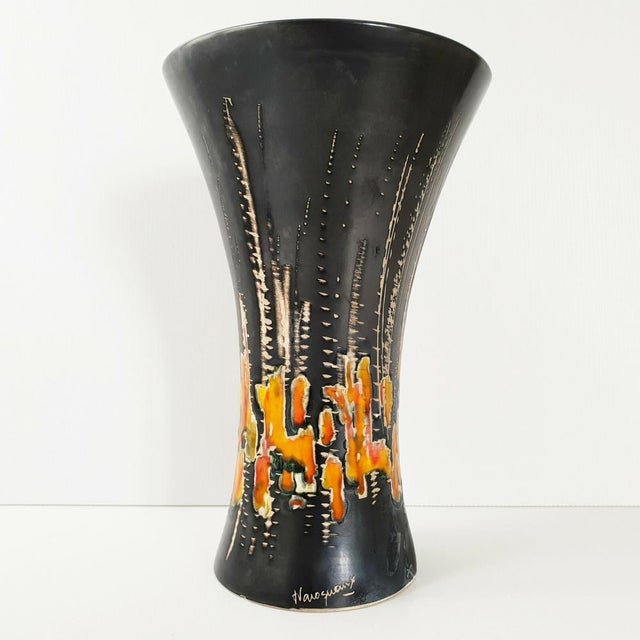 Ceramic Vintage Ceramic Diabolo Vase by Jean Varoqueaux, 1960s For Sale - Image 7 of 7