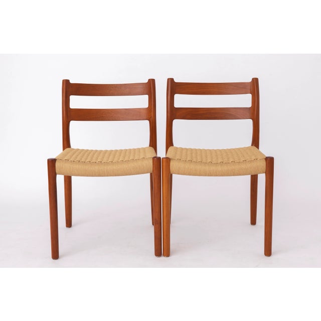 Vintage Danish Model 84 Chairs in Teak and Paper Cord by Niels Otto Møller for J.L. Møllers, 1970s, Set of 4 For Sale - Image 6 of 8