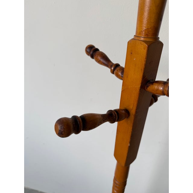 Wood 1970s Vintage Turned Wood Coat Rack Stand For Sale - Image 7 of 12