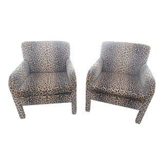 Vintage Leopard Print Lounge Chairs by Sherrill Furniture - a Pair For Sale