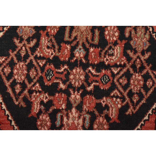 Hamedan Runner 3'6'' X 10' Black Wool Vintage Tribal Hand-Knotted Oriental Rug For Sale - Image 4 of 15