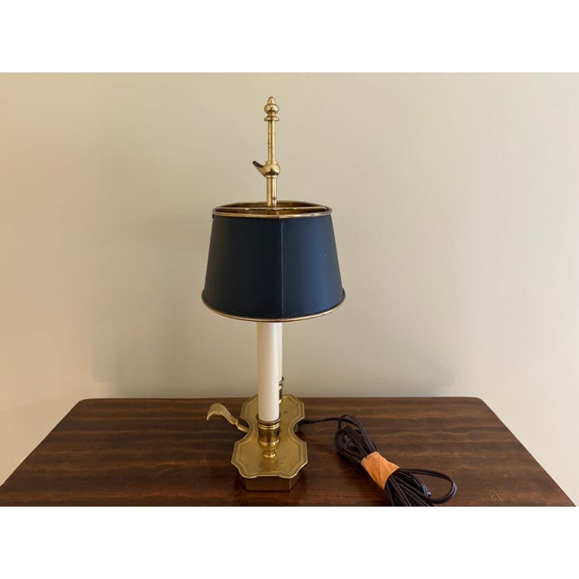 Mid 20th Century Brass Bouillotte Lamp With Adjustable Black Tole Shade For Sale - Image 13 of 16